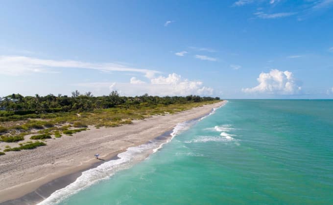 Aerial view of the Gulf coastline near Cape Coral, FL