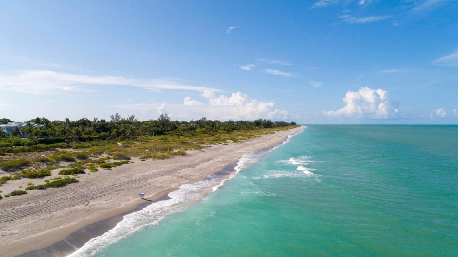 Aerial view of the Gulf coastline near Cape Coral, FL