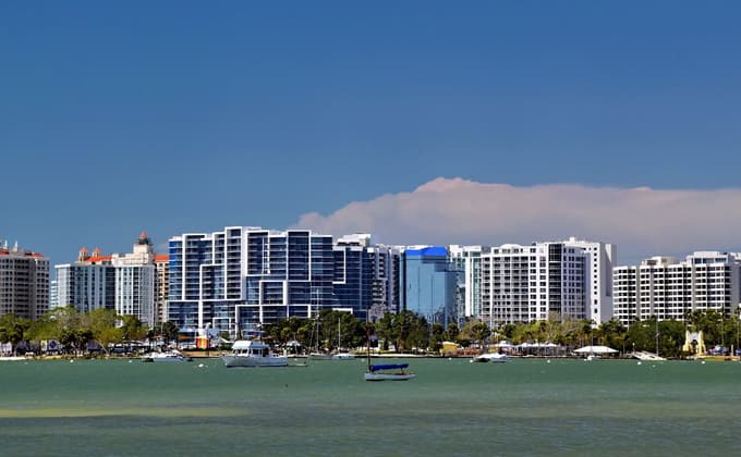 Downtown Sarasota, FL skyline from the bay